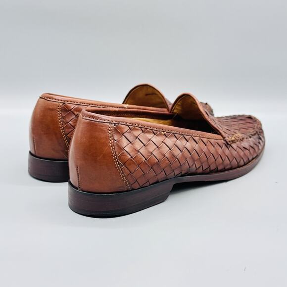 Cole Haan Shoes Mens 3.5 Brown Leather Woven Slip On Loafers Casual Comfort